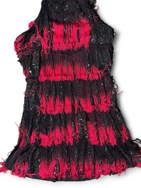 Black & Red Sequin Flapper Dress